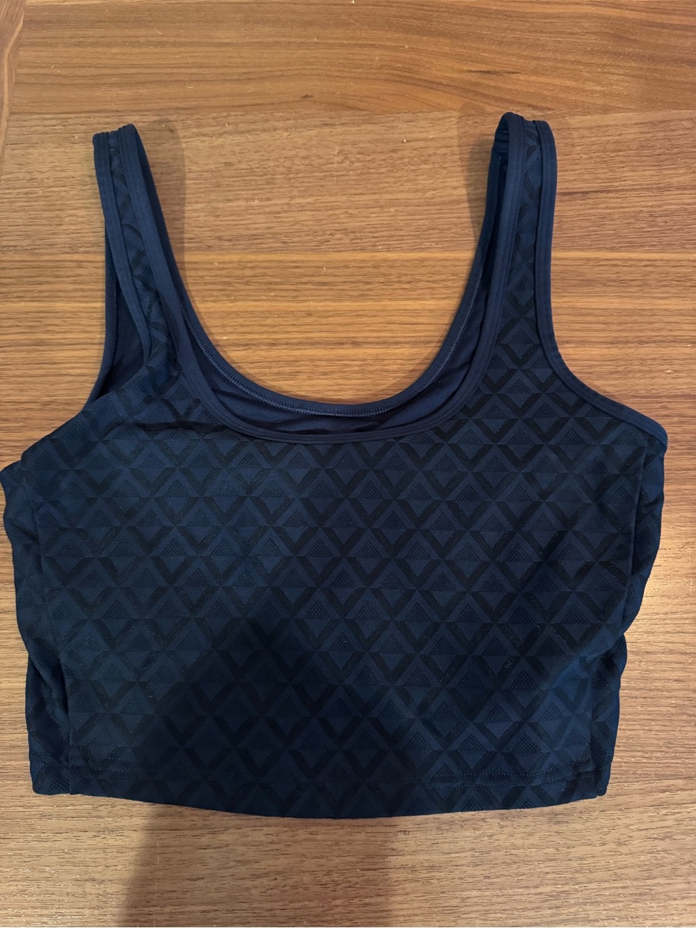 Lululemon cropped navy blue tank size small fits more like 6